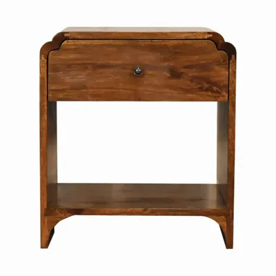 Night tables - Artisan Furniture Solid Wood Newton Nightstand, 1 Drawer and Open Shelf, Dark Brown - ARTISAN FURNITURE