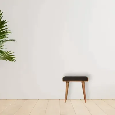 Tabourets - Artisan Furniture en bois massif Rembourré Gris Velvet style plateau Repose-pieds, Marron et Gris - ARTISAN FURNITURE