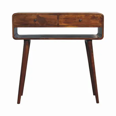 Consoles - Artisan Furniture en bois massif Sonata Commodenut Console, 2 Tiroirs et Niche ouverte, Marron Foncé - ARTISAN FURNITURE