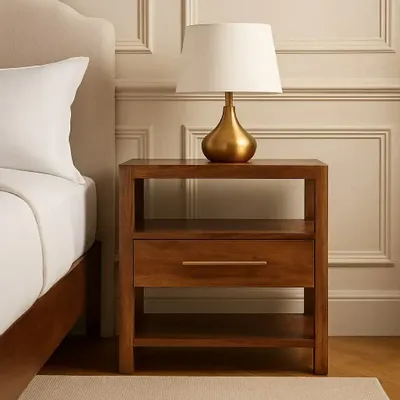 Tables de nuit - Artisan Furniture en bois massif The Caldera Table de chevet Stet, 1 Tiroir, 1 Niche ouverte, Marron - ARTISAN FURNITURE