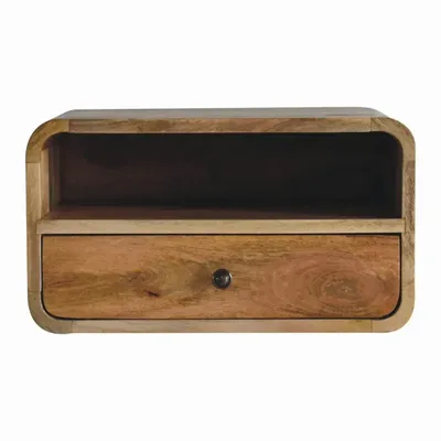 Tables de nuit - Artisan Furniture Grande Table de Nuit Murale Courbe Oak-ish, 1 Tiroir et Fente Ouverte, Beige - ARTISAN FURNITURE