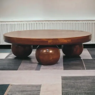 Coffee tables - Artisan Furniture Solid Wood Chestnut Central Ball Table, Dark Brown - ARTISAN FURNITURE