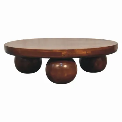 Coffee tables - Artisan Furniture Solid Wood Chestnut Central Ball Table, Dark Brown - ARTISAN FURNITURE