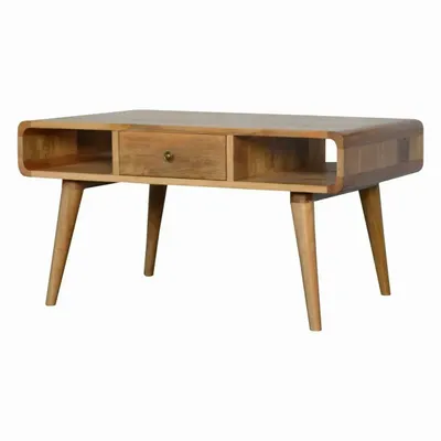 Tables basses - Artisan Furniture Table Basse Courbe Oak-ish, 2 Tiroirs et 2 Fentes Ouvertes, Marron - ARTISAN FURNITURE