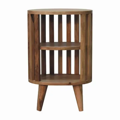 Night tables - Artisan Furniture Solid Wood Ariella Double Shelf Oak-ish Nightstand, Brown - ARTISAN FURNITURE