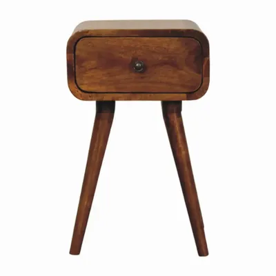 Night tables - Artisan Furniture Solid Wood Avora Mini Chestnut Nightstand with 1 Drawer, Dark Brown - ARTISAN FURNITURE
