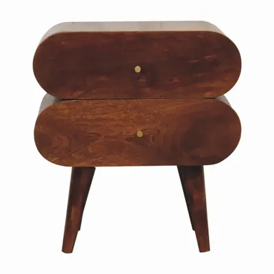 Night tables - Artisan Furniture Solid Wood Bubble Chestnut Nightstand, 2 Drawers, Dark Brown - ARTISAN FURNITURE
