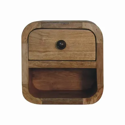 Tables de nuit - Artisan Furniture Table de Nuit Extra Mini Courbe Oak-ish avec Fente Ouverte, 1 Tiroir, 1 Étagère, Marron - ARTISAN FURNITURE