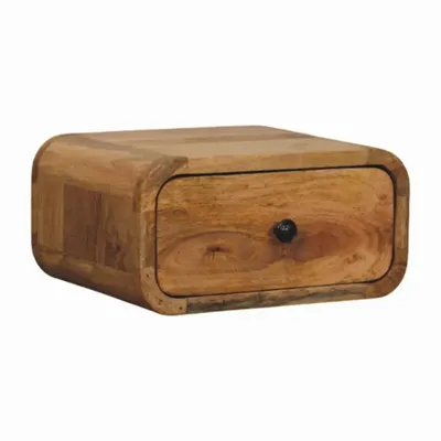 Night tables - Artisan Furniture Solid Wood Avora Mini Wall-Mounted Oak-ish 1 Drawer Nightstand, Brown - ARTISAN FURNITURE