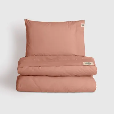 Linge de lit - Parure de lit simple, 100 % coton ranforce, pêche - DILIOS