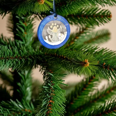 Autres décorations de Noël - Décoration en verre représentant un ange debout peint à la main en bleu - CARNEOL GLASS