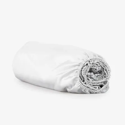 Linge de lit - Drap-housse en satin, 100 x 200 x 25, blanc - DILIOS