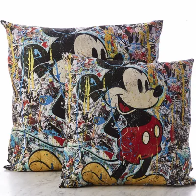 Fabric cushions - Mickey 45 x 45 Decorative Cushion Cover - Design by Anne Mondy - ARTDECORIS