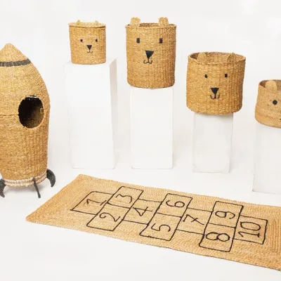 Paréos pour enfants - Handwoven Seagrass & Jute Basket – Kids & Pet Accessories - ECONEST