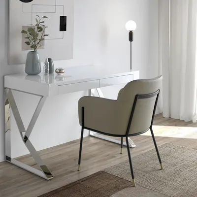 Office furniture and storage - White and steel office desk - ANGEL CERDÁ