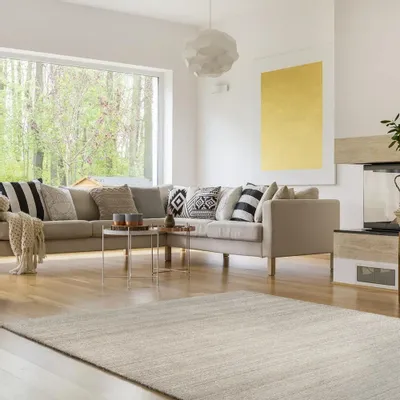 Tapis contemporains - Kavir uni en laine et viscose - HAMID