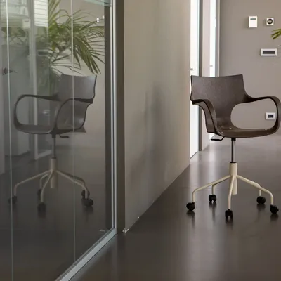 Office seating - ERBI MOKA CHAIR, swivel frame on castors - STILFIBRA