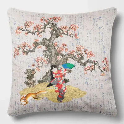 Linge - Splendeurs d'Edo 6 - Housse Coussin Velours 45cm x 45cm - LAURE WELFLING - DJEBELI