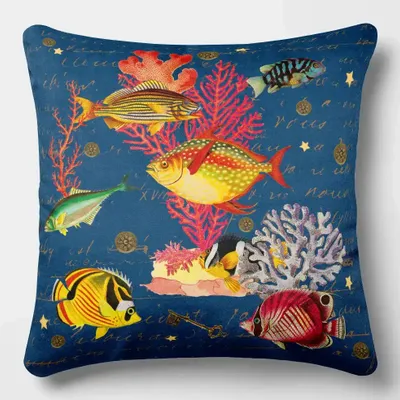Linge - Odyssée Sous-Marine 1 - Housse Coussin Velours 45cm x 45cm - LAURE WELFLING - DJEBELI