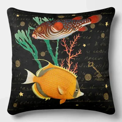 Linge - Odyssée Sous-Marine 3 - Housse Coussin Velours 45cm x 45cm - LAURE WELFLING - DJEBELI
