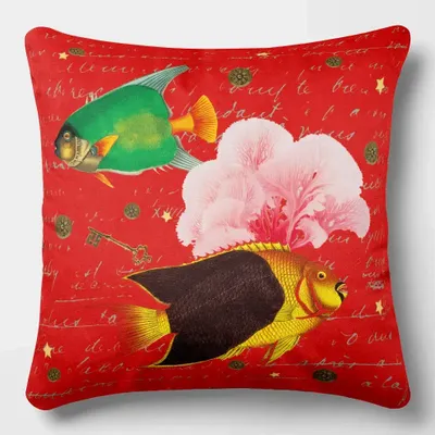 Linge - Odyssée Sous-Marine 2 - Housse Coussin Velours 45cm x 45cm - LAURE WELFLING - DJEBELI