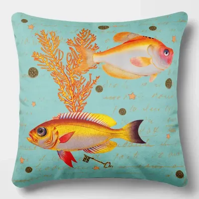 Linge - Odyssée Sous-Marine 4 - Housse Coussin Velours 45cm x 45cm - LAURE WELFLING - DJEBELI