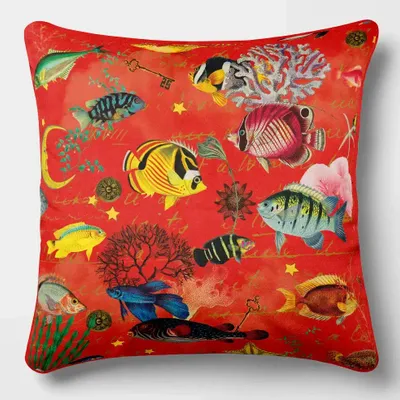 Linge - Odyssée Sous-Marine 6 - Housse Coussin Velours 45cm x 45cm - LAURE WELFLING - DJEBELI