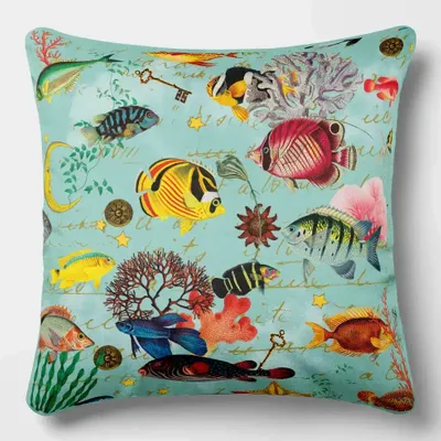 Linge - Odyssée Sous-Marine 7 - Housse Coussin Velours 45cm x 45cm - LAURE WELFLING - DJEBELI