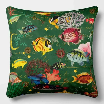 Linge - Odyssée Sous-Marine 8 - Housse Coussin Velours 45cm x 45cm - LAURE WELFLING - DJEBELI