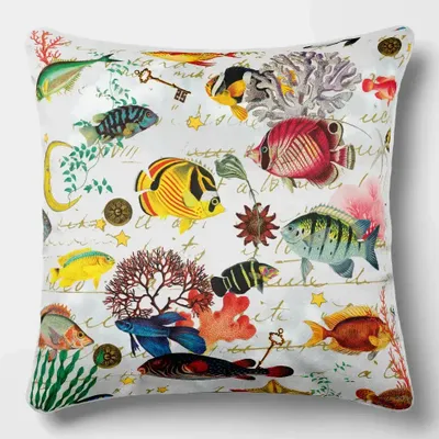 Linge - Odyssée Sous-Marine 9 - Housse Coussin Velours 45cm x 45cm - LAURE WELFLING - DJEBELI