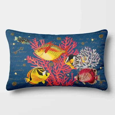 Linge - Odyssée Sous-Marine 10 - Housse Coussin Velours 30cm x 50cm - LAURE WELFLING - DJEBELI