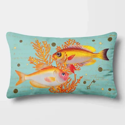 Linge - Odyssée Sous-Marine 11 - Housse Coussin Velours 30cm x 50cm - LAURE WELFLING - DJEBELI