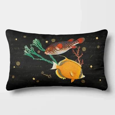 Linge - Odyssée Sous-Marine 13 - Housse Coussin Velours 30cm x 50cm - LAURE WELFLING - DJEBELI