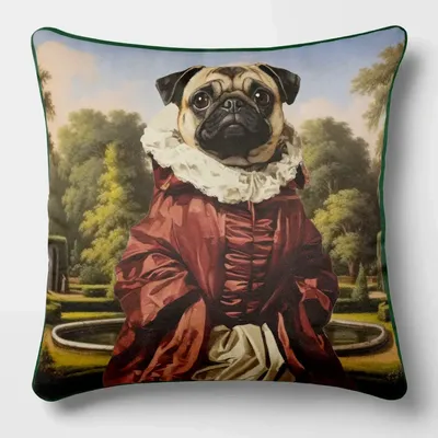 Linge - Bestiaire Aritocratique 2 Mademoiselle de Carlin - Housse Coussin Velours 45cm x 45cm - LAURE WELFLING - DJEBELI