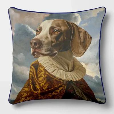Linge - Bestiaire Aristocratique 20 (Le Baron de Labrador) — Housse Coussin Velours 45cm x 45cm - LAURE WELFLING - DJEBELI
