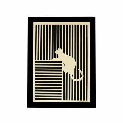 Paintings - Wooden Cat Wall Art 6 - WOODILLUSION