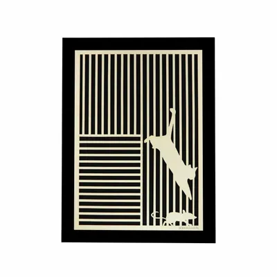 Paintings - Wooden Cat With Mouse Wall Art 4 - WOODILLUSION