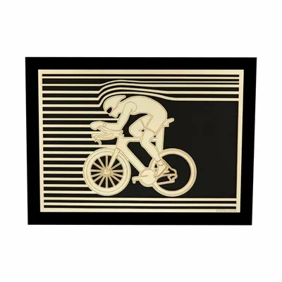 Paintings - Wooden Cyclist Wall Art - WOODILLUSION
