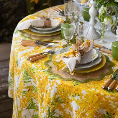 Table cloths - MIMOSA Round Linen Tablecloth - SUMMERILL AND BISHOP