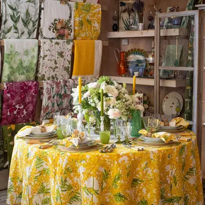 Nappes - Nappe ronde en lin MIMOSA - SUMMERILL AND BISHOP
