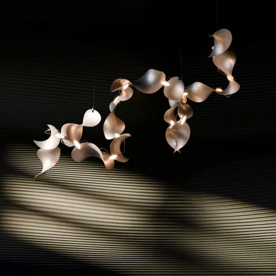 Hanging lights - Dune 16 Spiral – Modular Sculptural Architectural Pendant Luminaire - MOSS OBJECTS