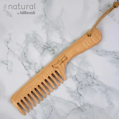 Hair care - 100% FSC Certified® Natural Beechwood  Wide Tooth Comb (Handle) - NATURAL BY HILLBRUSH