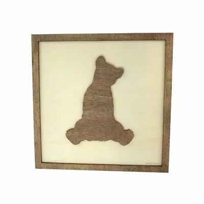 Paintings - Wooden Bear Cub Wall Art - WOODILLUSION