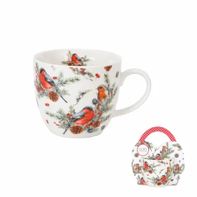 Accessoires thé et café - mug avec panier papier Christmas birds - KARENA INTERNATIONAL