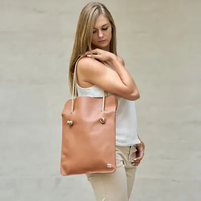 Bags and totes - SAC TOTEBAG DIVINE CUIR LISSE GRIZZLY - MADE IN FRANCE - AMWA AND CO