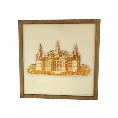 Paintings - Wooden Chambord Castle Wall Art - WOODILLUSION