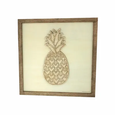 Paintings - Wooden Pineapple Wall Art 1 - WOODILLUSION