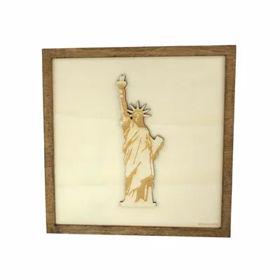 Paintings - Wooden Statue of Liberty Wall Art - WOODILLUSION