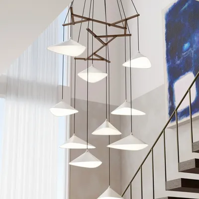 Hanging lights - Emily V8 – Vertical Multi-Light Chandelier for Lobbies & High Ceilings - MOSS OBJECTS