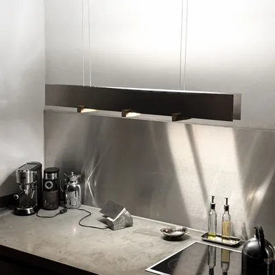 Suspensions - Grande lampe suspendue sculpturale en acier inoxydable - CASE STUDIOS